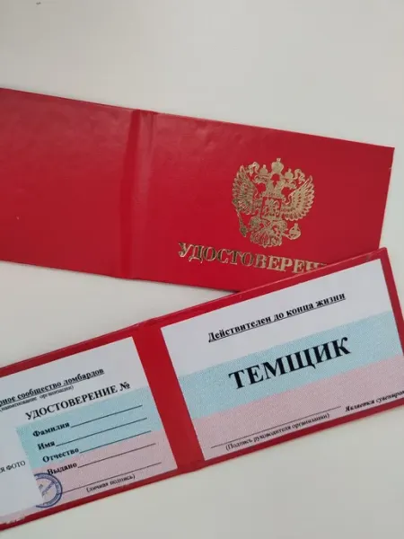 Удостоверение сувенирное ксива Темщик
