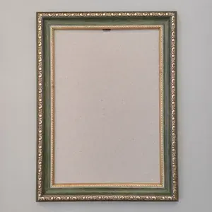 Багетная рама 19x38 см (BR61), пластиковая со стеклом и задником, цвет: зеленый