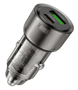 Автомобильное зарядное устройство Hoco Z52 Spacious PD38W(1C1A) car charger transparent blackk