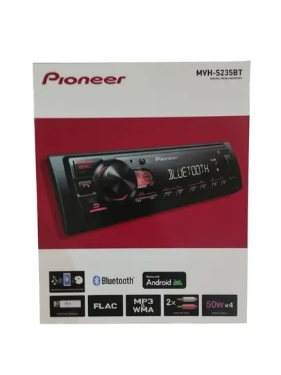 Автомагнитола для автомобиля PIONEER MVH-S235BT 1DIN черная с Bluetooth, USB и AUX