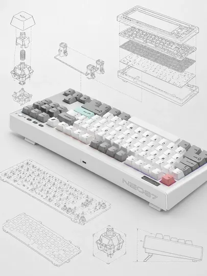 1STPLAYER NEO87 Frost Wave механическая клавиатура - Tri-Mode, Hot Swap,Gasket, PBTKeycaps