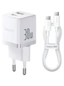 Зарядное устройство Baseus Palm 30W; 1U+1C; белый; кабель USB-C в комплекте