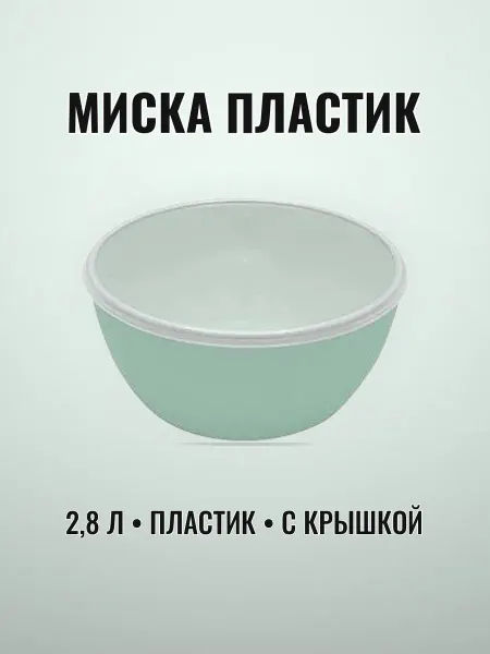 Миска пластиковая 2,8 л с крышкой
