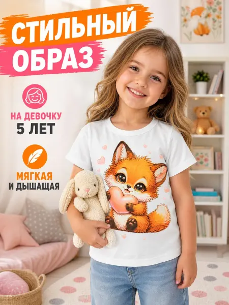 TopMayka Футболка для девочки Лисичкой