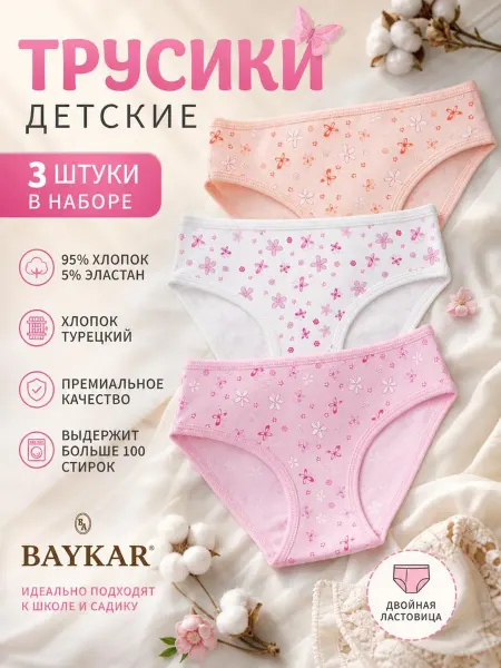 Baykar Трусы слипы детские набор 3 штуки