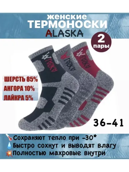 Термоноски Носки Аляска махровые зимние 2 пары