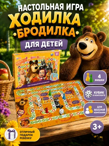 Умные игры Настольная игра ходилка бродилка для детей с кубиком на 2