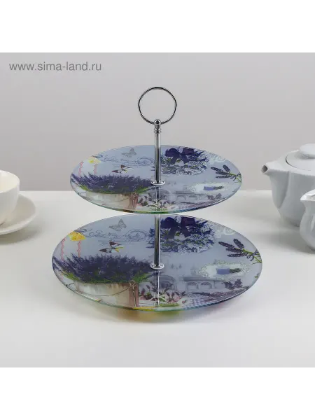 Доляна Этажерка - фруктовница круглая «Лаванда», 2 яруса, d=