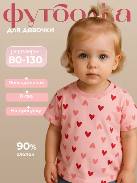 Ali.kids Футболка для новорожденных с сердечками на лето