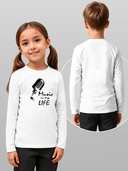 Printech Premium Kids Лонгслив детский Музыка Звук Ритм Music Микрофон Life