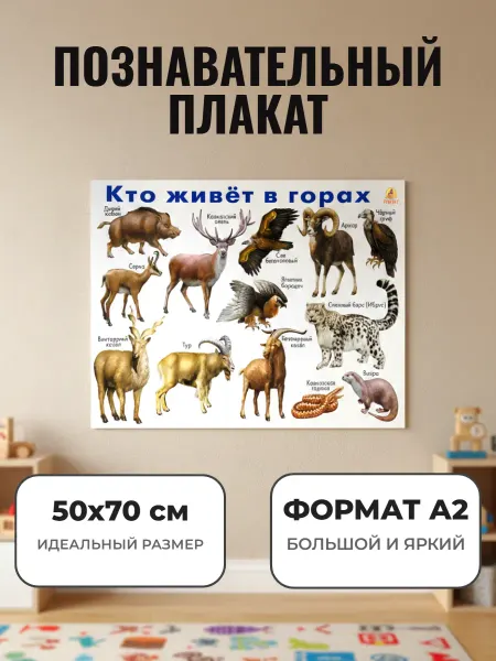 ЛИНГ Развивающий плакат А2. Кто живет в горах