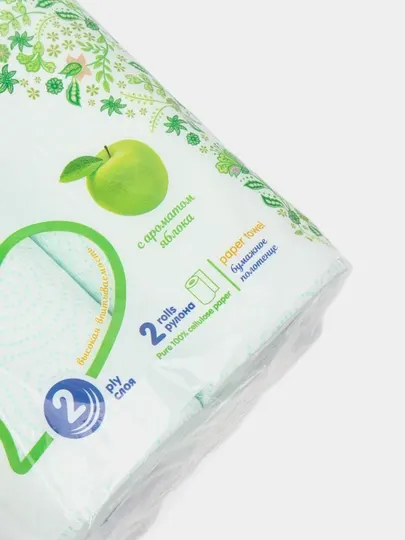 Бумажные полотенца, Sunlight Premium care, 2-х слойные, с ароматом яблоки, 2 рулона