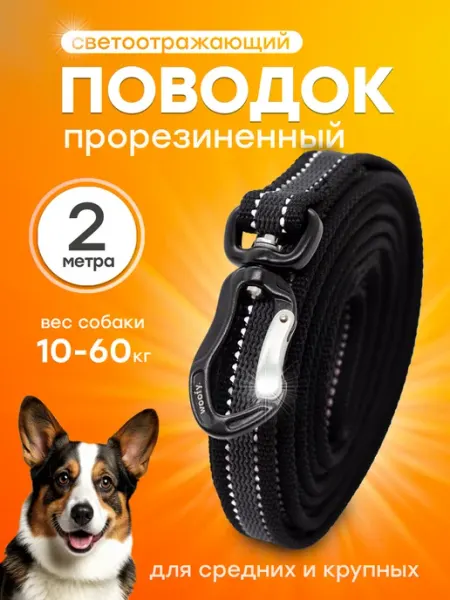 Woofy Поводок 2 м 20 мм нейлоновый прорезиненный