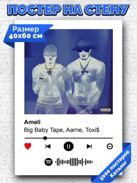 Arthata-spotify постер Спотифай постер Плакат на стену Aarne Big Baby Tape ToxiS -Ameli 40х60