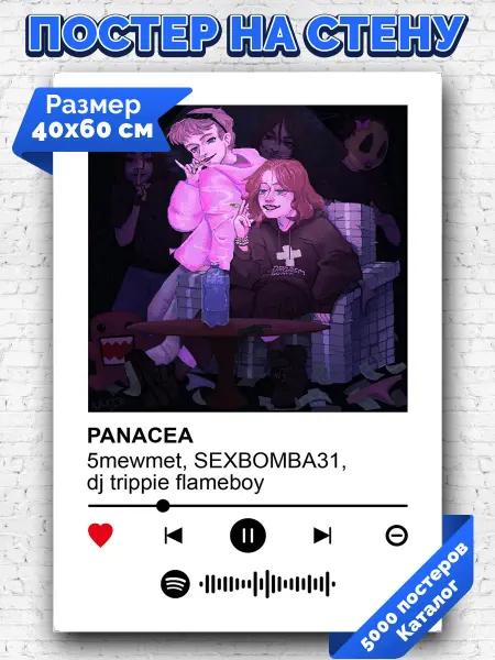 Arthata-spotify постер Спотифай постер Постер 5mewmet dj trippie flameboy SEXBOMBA31 -PANACEA 40х60