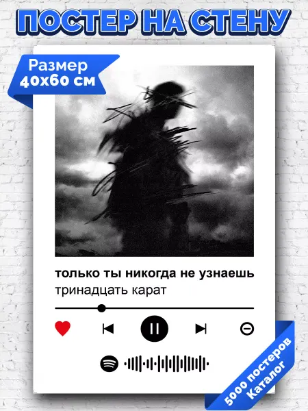 Arthata-spotify постер Спотифай постер Спотифай постер Тринадцать карат -только ты не узнаешь 40х60