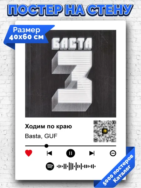 Arthata-spotify постер Спотифай постер Спотифай постер Basta GUF -Ходим по краю 40х60