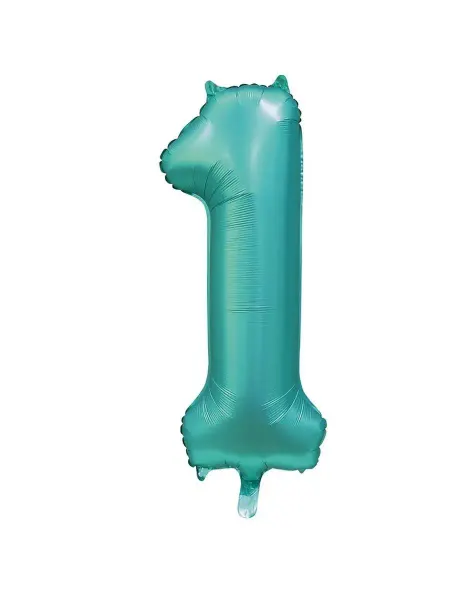 Весёлая затея Шар фольгированная 102см Цифра 1 Сатин Teal