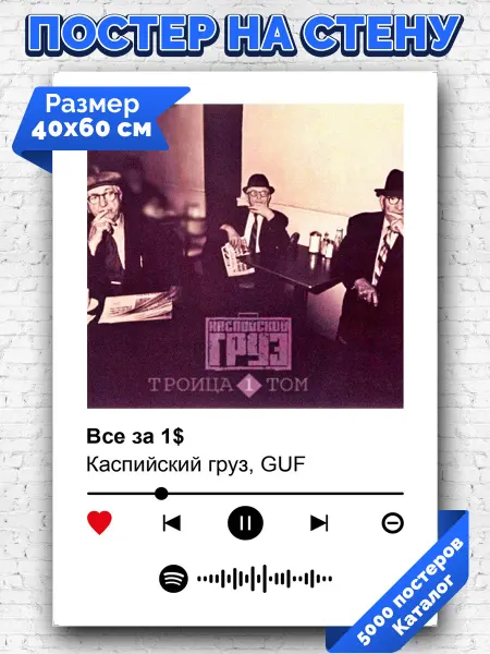 Arthata-spotify постер Спотифай постер Плакат на стену GUF Каспийский груз - Все за 1 40х60