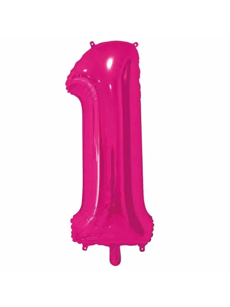 Весёлая затея Шар фольгированная Цифра 1 Fuchsia 82см