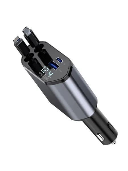 Автомобильная зарядка для телефона, Type-C и Lightning, 2 USB, до 4 устройств, 20W PD