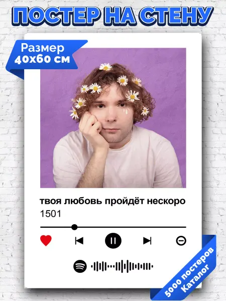 Arthata-spotify постер Спотифай постер Спотифай постер 1501 - твоя любовь пройдет нескоро 40х60