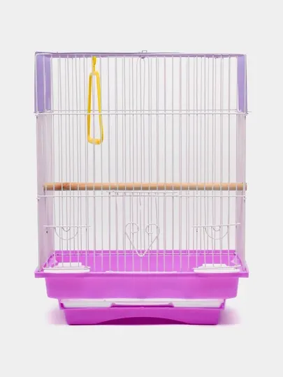 Клетка для птиц с деревянной жердочкой и 2 поилками, 38 * 28 * 21 см