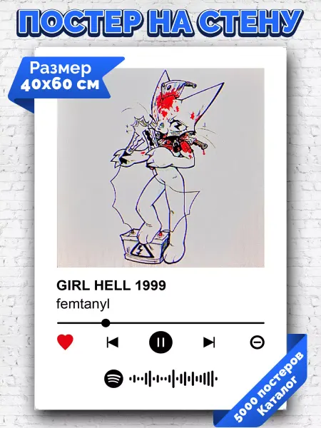 Arthata-spotify постер Спотифай постер Спотифай постер femtanyl - GIRL HELL 1999 40х60