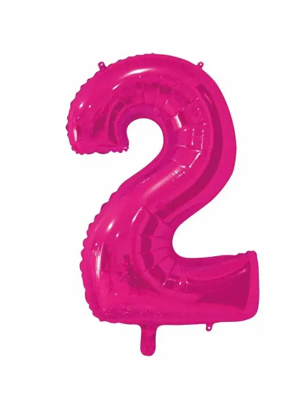 Весёлая затея Шар фольгированная Цифра 2 82см Fuchsia