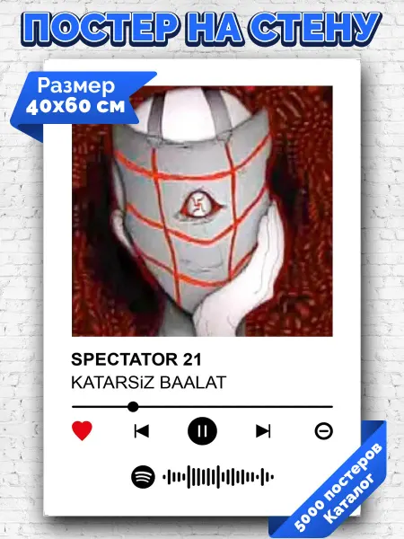 Arthata-spotify постер Спотифай постер Плакат на стену KATARSiZ BAALAT - SPECTATOR 21 40х60