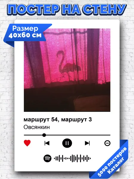 Arthata-spotify постер Спотифай постер Спотифай плакат Овсянкин - маршрут 54 маршрут 3 40х60