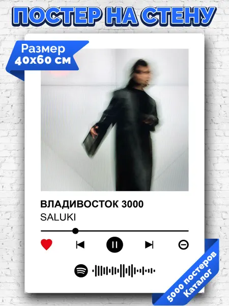 Arthata-spotify постер Спотифай постер Спотифай постер SALUKI - Владивосток 3000 40х60