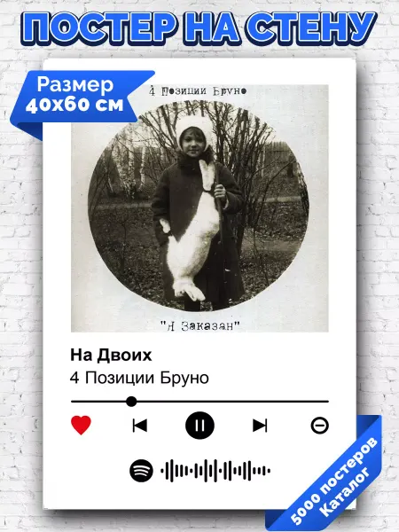 Arthata-spotify постер Спотифай постер Спотифай постер 4 Позиции Бруно - На двоих 40х60