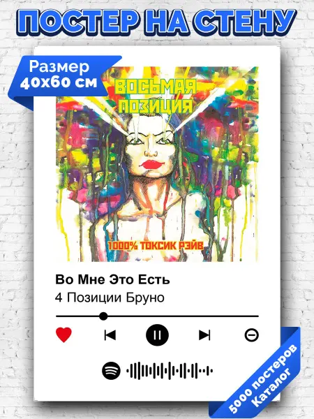 Arthata-spotify постер Спотифай постер Спотифай постер 4 Позиции Бруно - Во Мне Это Есть 40х60