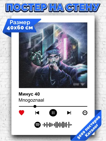 Arthata-spotify постер Спотифай постер Спотифай постер Mnogoznaal - Минус 40 40х60