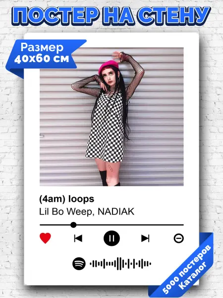 Arthata-spotify постер Спотифай постер Спотифай постер Lil Bo Weep NADIAK - (4am) loops 40х60