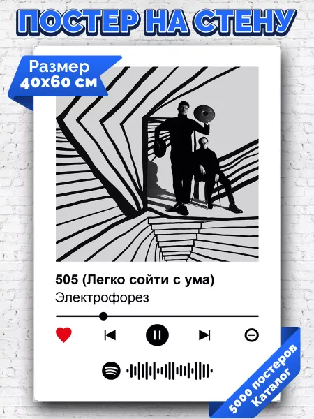 Arthata-spotify постер Спотифай постер Спотифай постер Электрофорез - 505 Легко сойти с ума 40х60