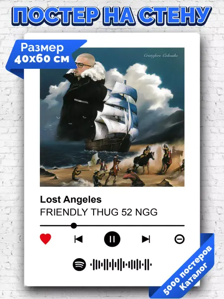 Arthata-spotify постер Спотифай постер Спотифай постер FRIENDLY THUG 52 NGG - Lost Angeles 40х60