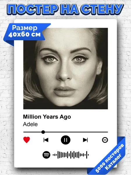 Arthata-spotify постер Спотифай постер Плакат на стену Adele - Million Years Ago 40х60