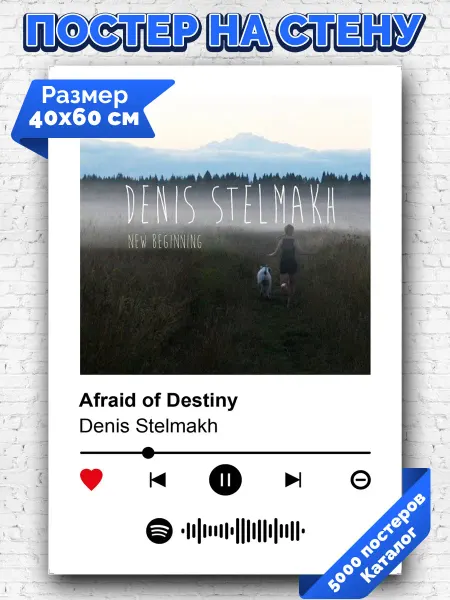 Arthata-spotify постер Спотифай постер Плакат на стену Denis Stelmakh - Afraid of Destiny 40х60