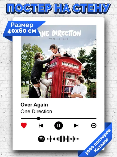 Arthata-spotify постер Спотифай постер Спотифай плакат One Direction - Over Again 40х60