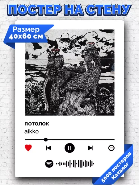 Arthata-spotify постер Спотифай постер Спотифай постер Aikko - Потолок 40х60