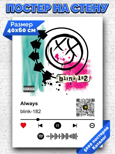 Arthata-spotify постер Спотифай постер Плакат на стену blink-182 - Always 40х60