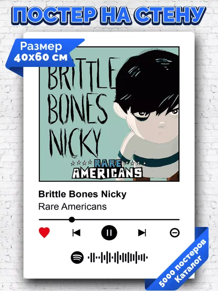 Arthata-spotify постер Спотифай постер Спотифай постер Rare Americans - Brittle Bones Nicky 40х60