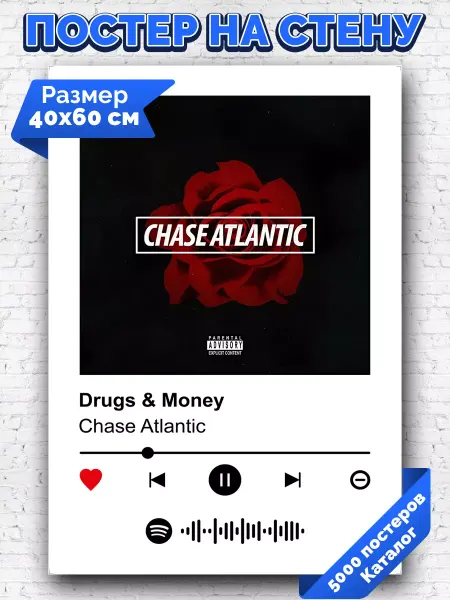 Arthata-spotify постер Спотифай постер Плакат на стену Chase atlantic - Drugs and Money 40х60