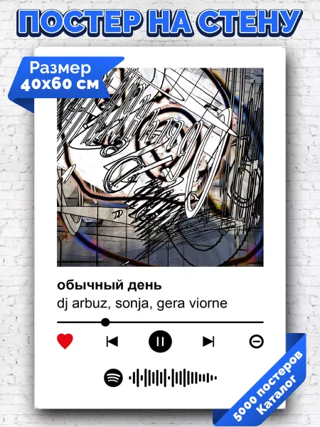 Arthata-spotify постер Спотифай постер Постер dj arbuz Sonja gera viorne - обычный день 40х60