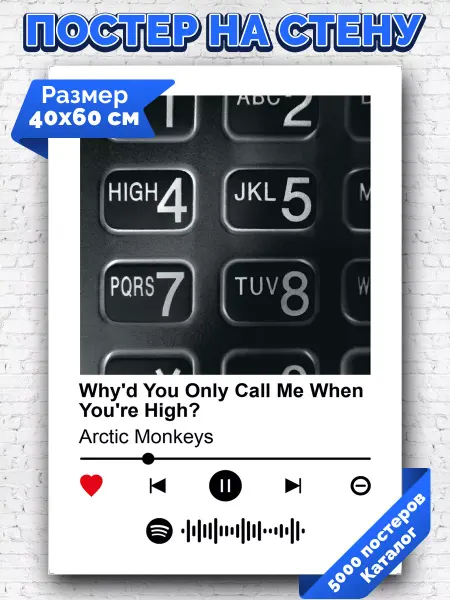 Arthata-spotify постер Спотифай постер Плакат Arctic Monkeys - Why d You Only Call Me 40х60