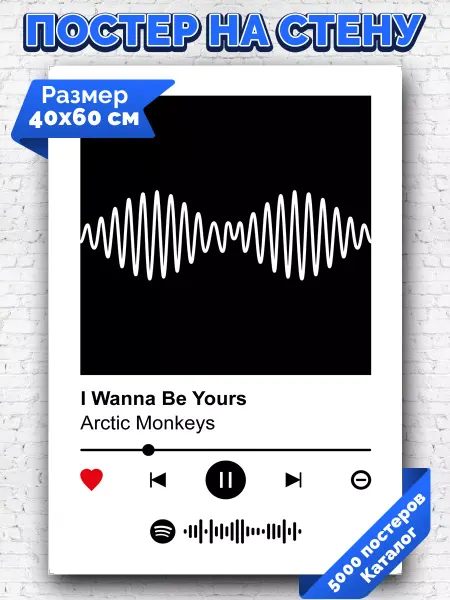 Arthata-spotify постер Спотифай постер Спотифай постер Arctic Monkeys - I Wanna Be Yours 40х60