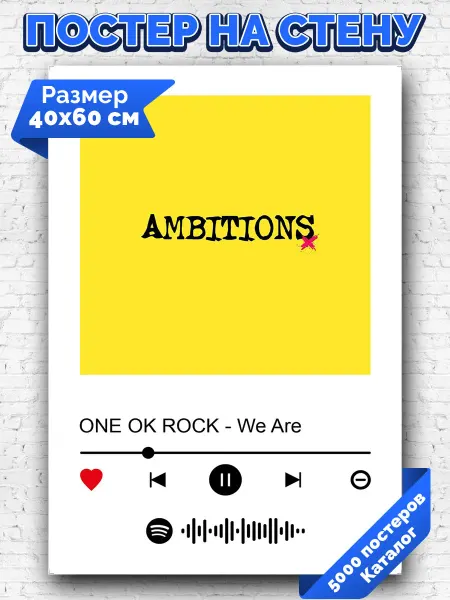 Arthata-spotify постер Спотифай постер Спотифай плакат ONE OK ROCK - We Are 40х60