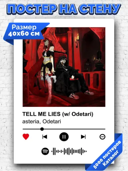 Arthata-spotify постер Спотифай постер Спотифай постер Asteria Odetari - TELL ME LIES 40х60